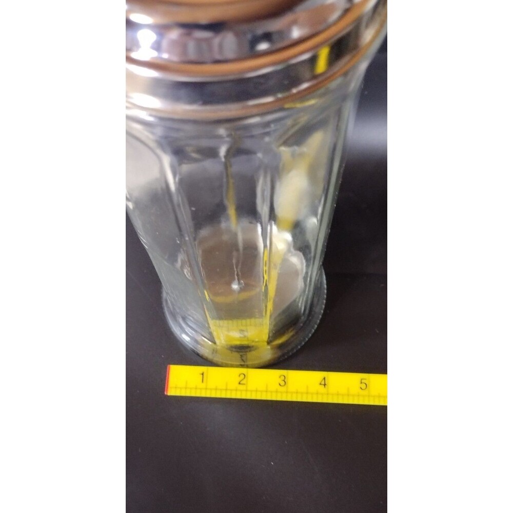 Vintage Tablecraft Glass Straw Holder Dispenser Jar Chrome Lid Heavy 11" - Picture 5 of 5